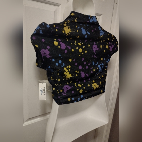 🆕️Piper & Blue Graphic Paint Dye-Tie At Waist Top. Sz XL NWT - Picture 6 of 6